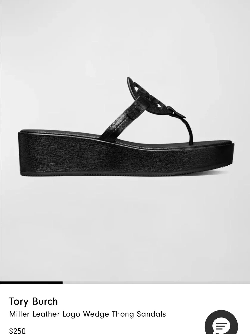 Tory Burch Miller Black Leather Wedge Platform Sandals Sz 8